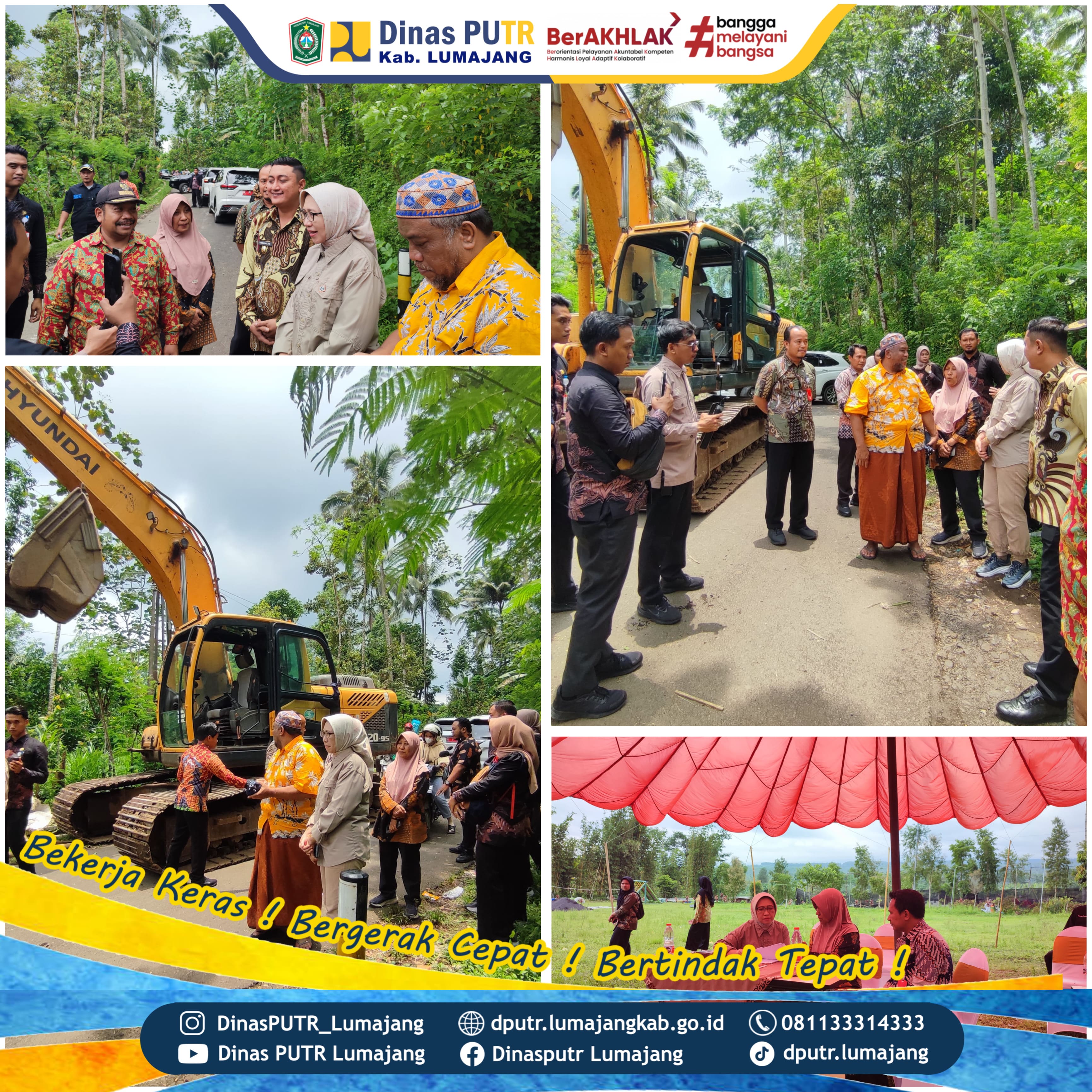 Kepala Dinas Pekerjaan Umum dan Tata Ruang Kabupaten Lumajang mendampingi Bupati dan Wakil Bupati Kabupaten Lumajang Tinjau Jembatan Curah Maling dan Jembatan Curah Kebo yang putus akibat Bencana