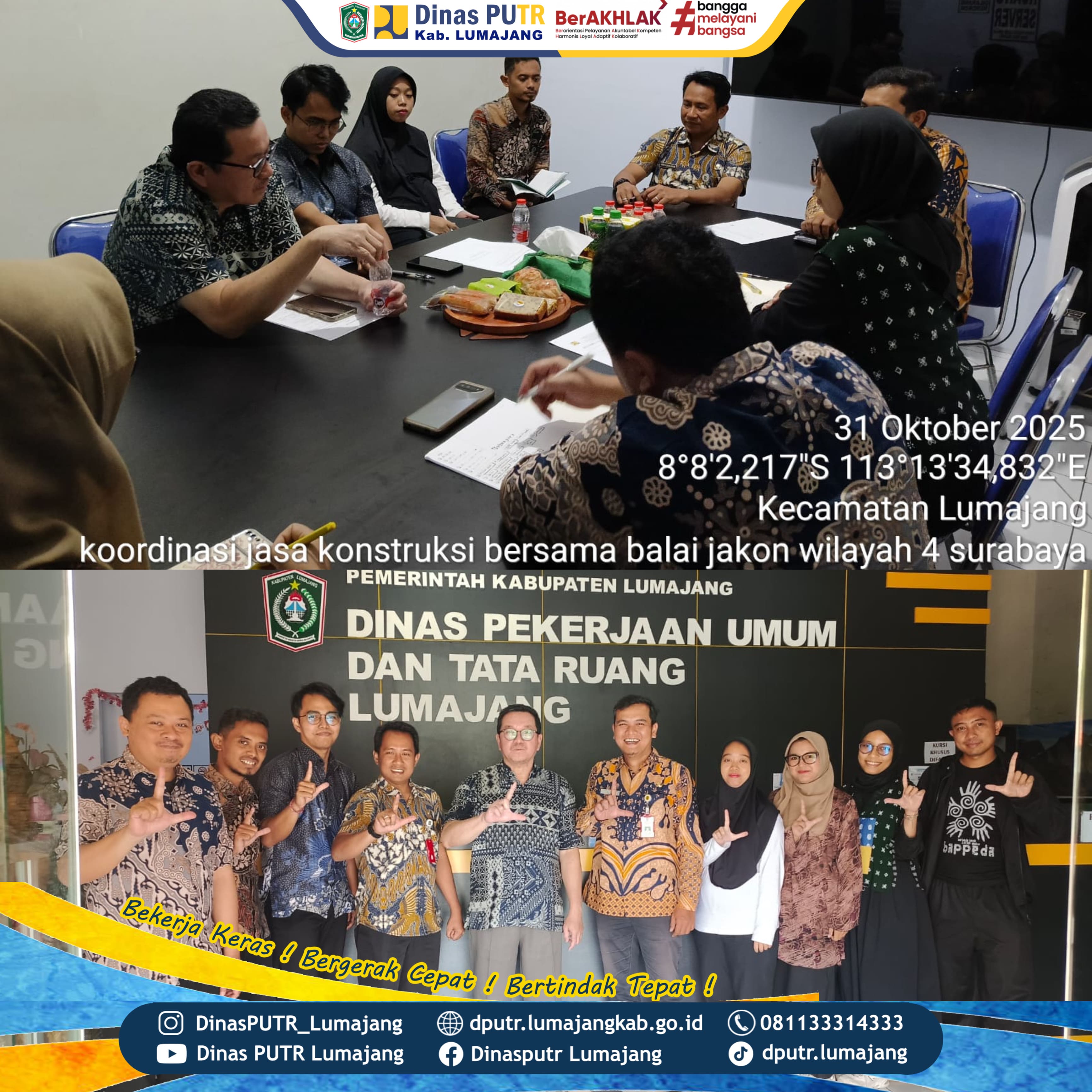 Dinas Pekerjaan Umum dan Tata Ruang Kab. Lumajang Melakukan Monitoring Sub Urusan Jasa Kontruksi bersama Tim Balai Jasa Kontruksi Wilayah 4 Jawa Timur 