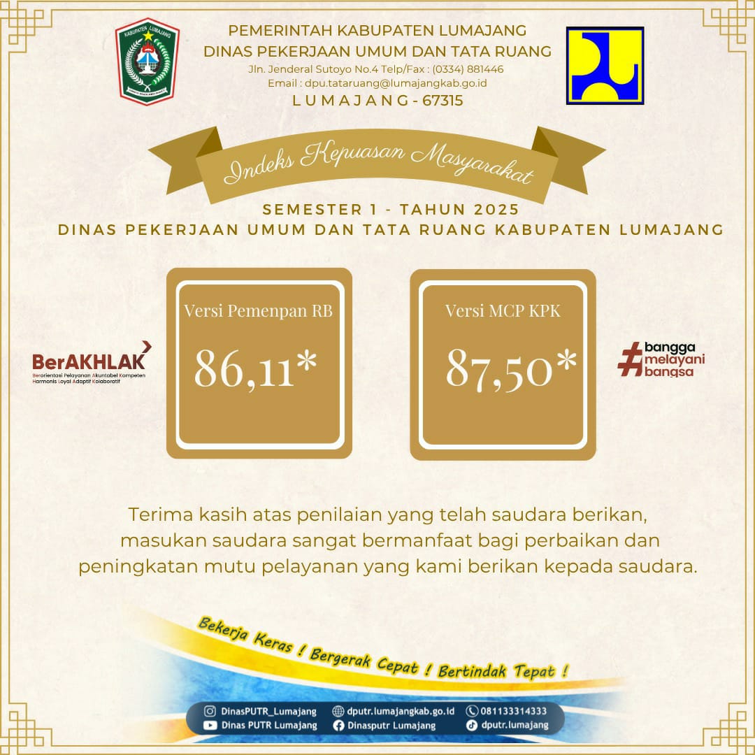 Indeks Kepuasan Masyarakat Dinas Pekerjaan Umum dan Tata Ruang Semester 1 Tahun 2025